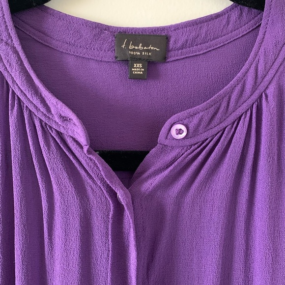 Aritzia Babaton Shirt Dress Button Down front Silk Long sleeve Purple Size XXS - Picture 12 of 16